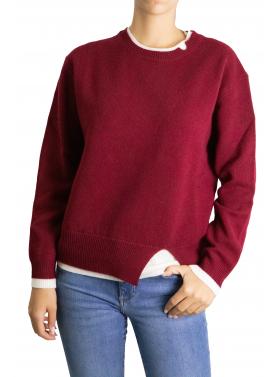 Maglioncino in pura lana con bordi a contrasto 